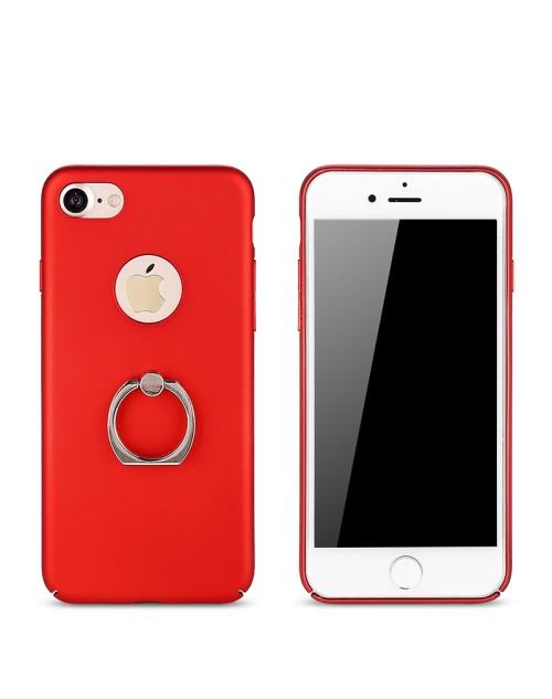 Rubberized Finger Ring Hard PC Case for iPhone 5 SE -Red